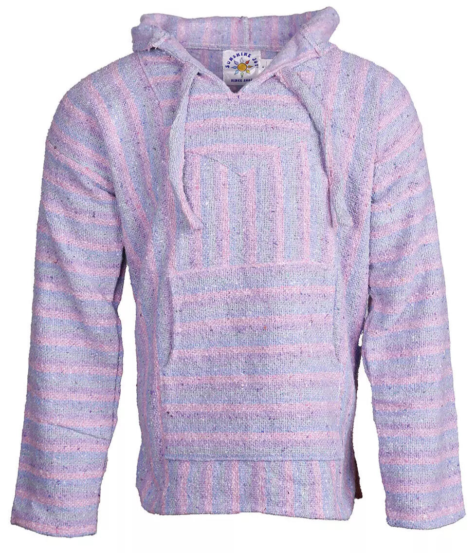 Pastel Stripe Mexican Baja Pullover Hoodie