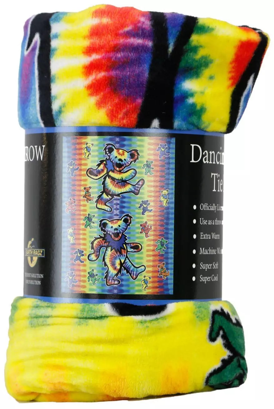Grateful Dead Tie-Dye Dancing Bears Throw Blanket