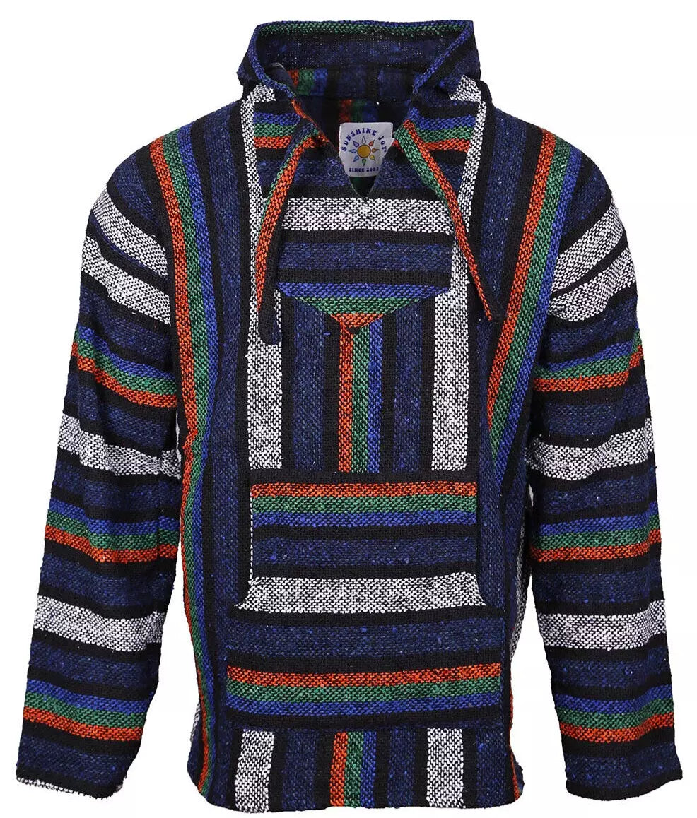 Mayan Night Stripe Mexican Baja Pullover Hoodie