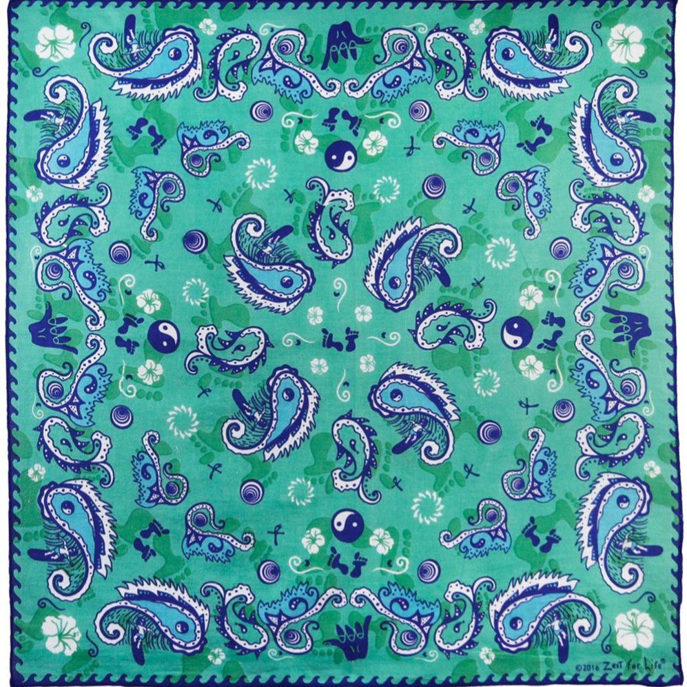 Surfing Sun and Sea Bandana - 22x22 inch Cotton Bandana by Sunshine Joy – 100% Cotton Bandana by Sunshine Joy