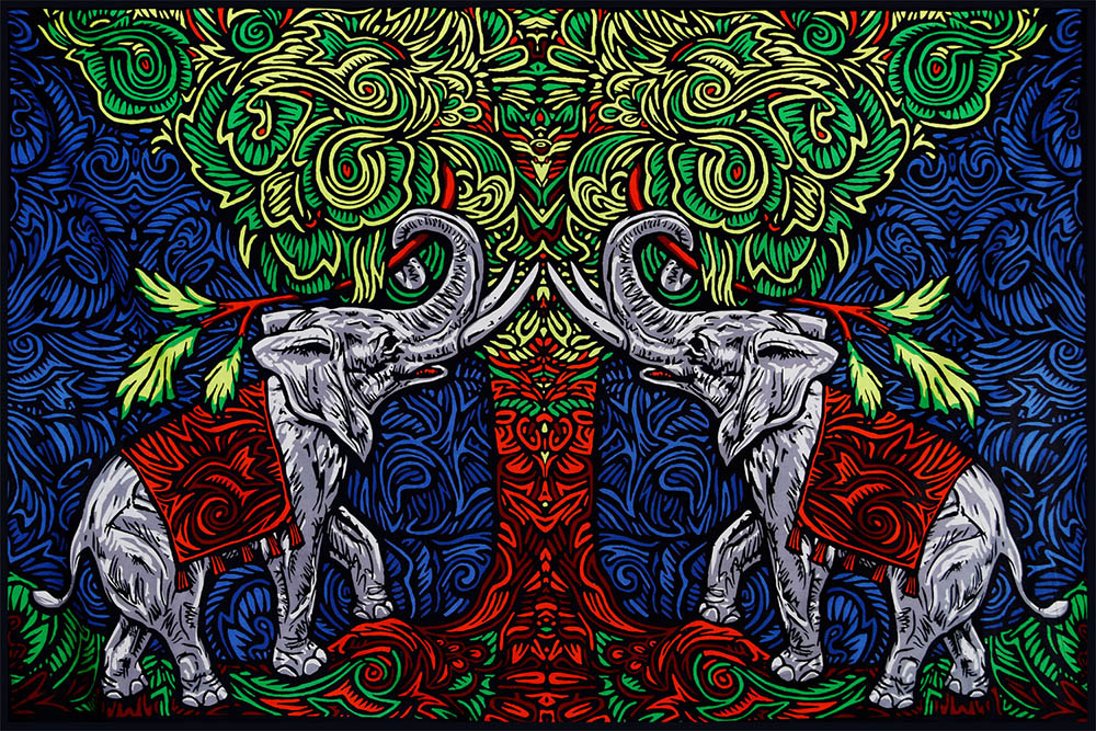 3D Elephant Tree Tapestry by Sunshine Joy