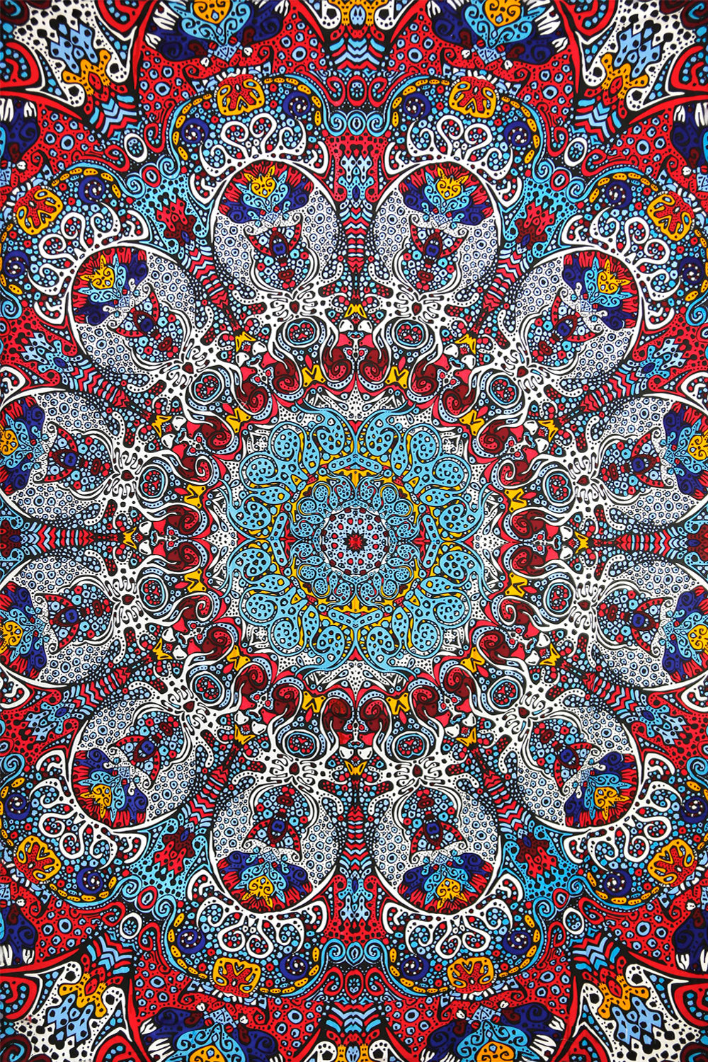 3D Glow-in-the-Dark Psychedelic Sunburst Tapestry by Sunshine Joy