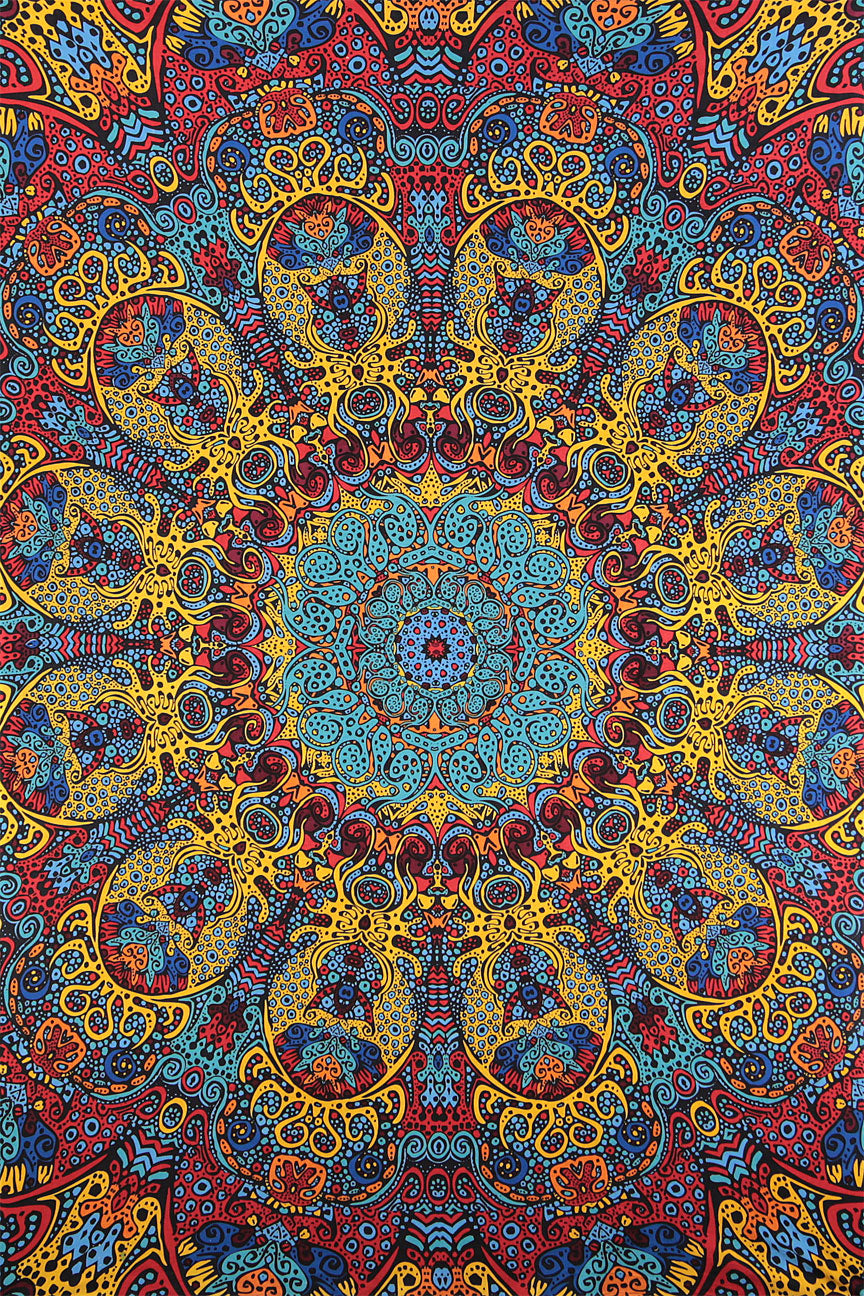3D Psychedelic Sunburst Tapestry 60x90" by Sunshine Joy