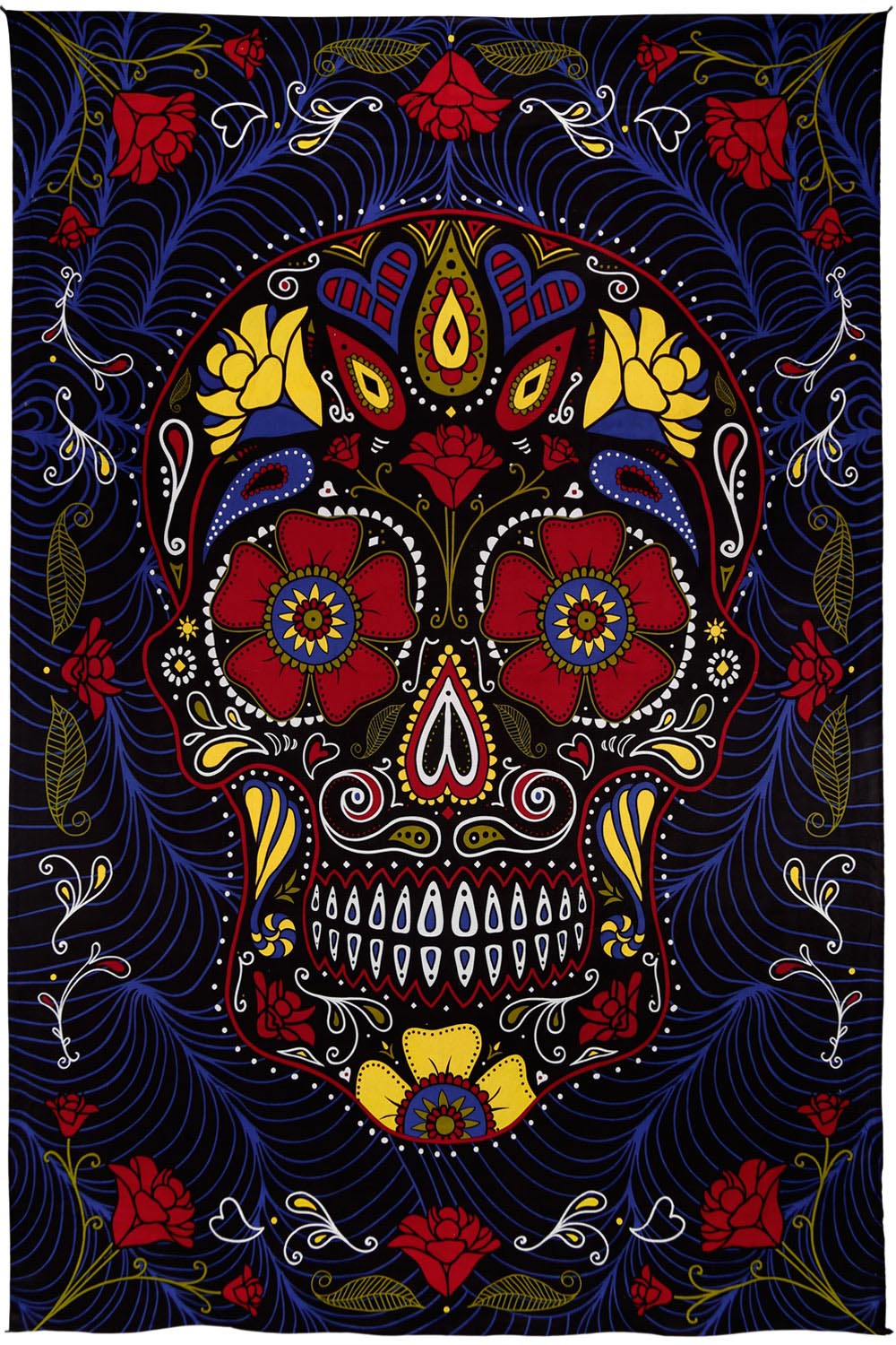 3D Sugar Skull Tapestry Black 60x90" by Sunshine Joy