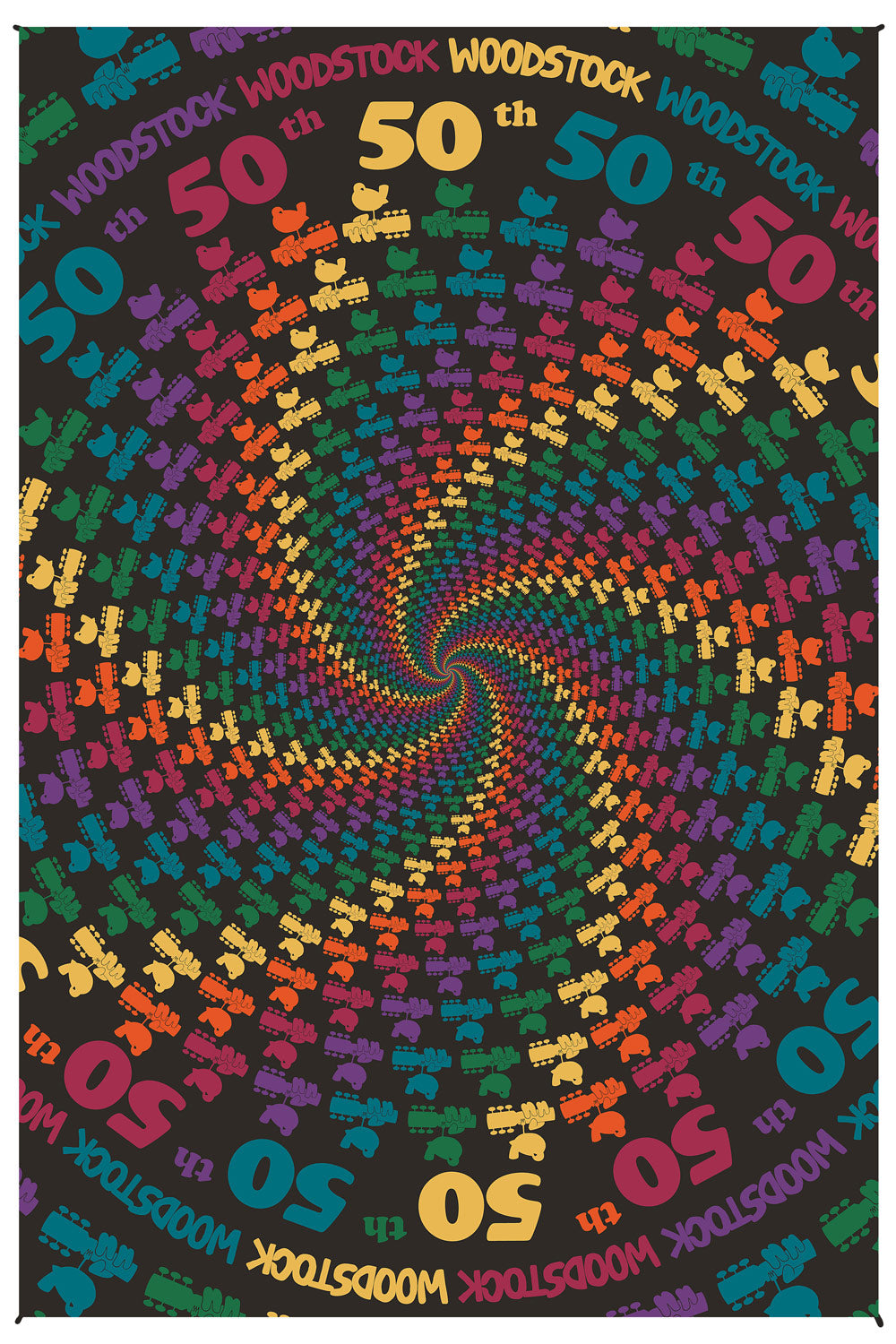 Woodstock 50th Anniversary Spiral Tapestry 60x90" by Sunshine Joy