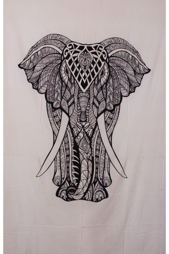 Elephant Mini Tapestry Black & White 30x45" by Zest For Life