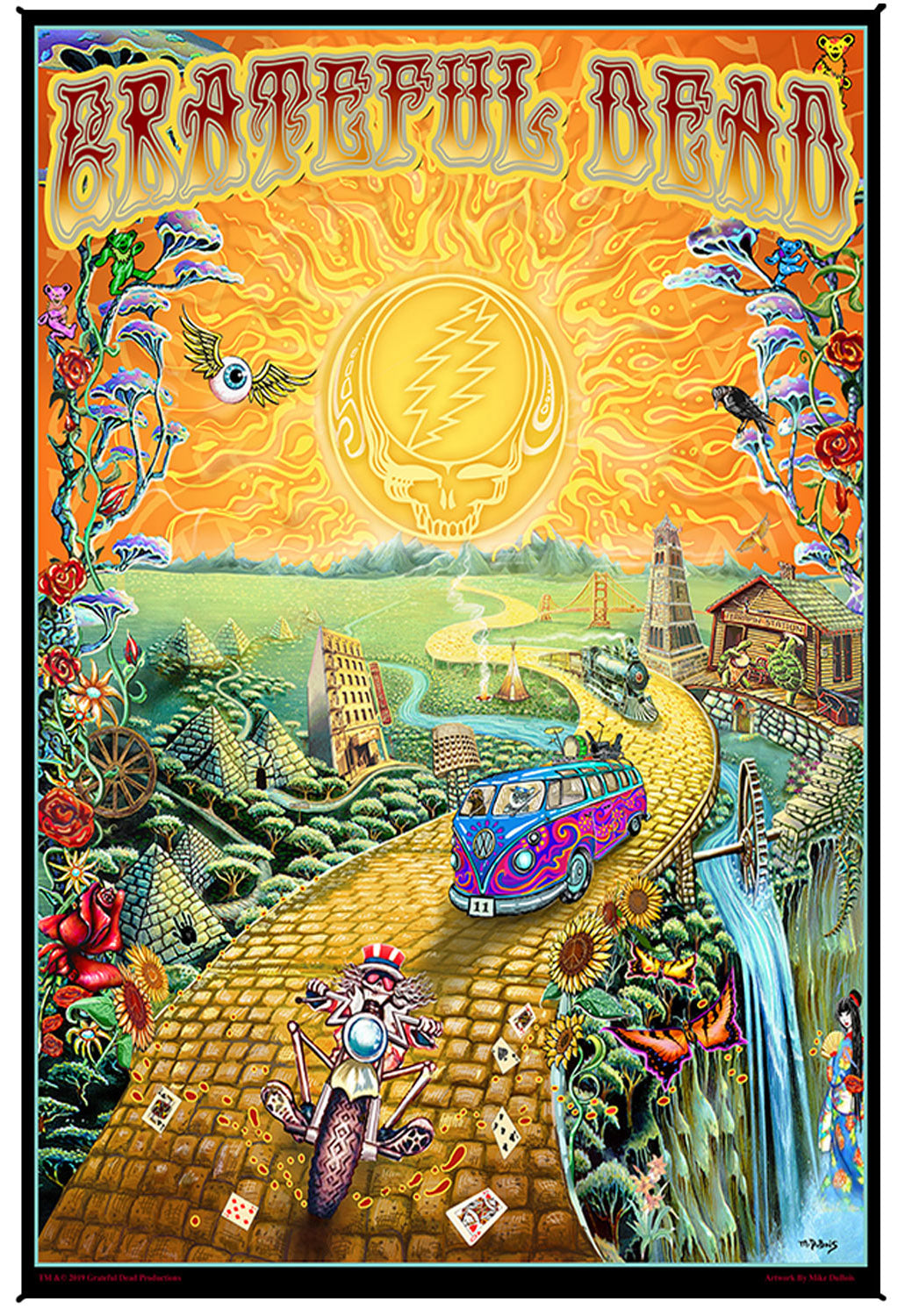 Grateful Dead Golden Road Heady Art Print Tapestry 53x85"