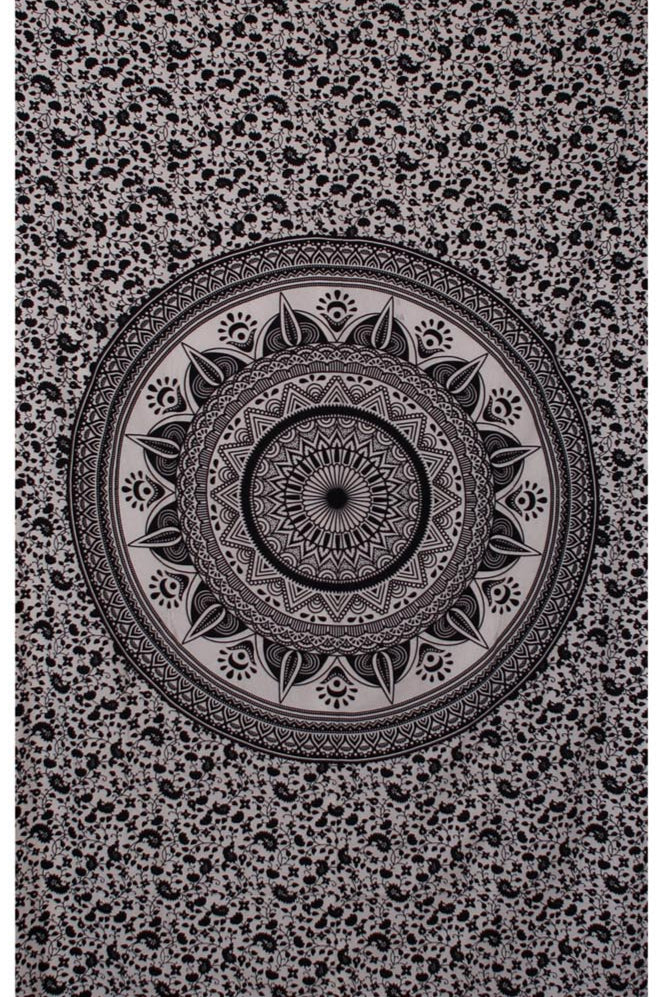 Mandala Mini Tapestry Black & White 30x45" by Zest For Life
