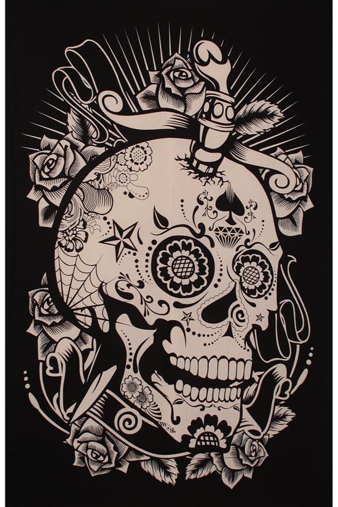 Skull Mini Tapestry Black & White 30x45" by Zest For Life