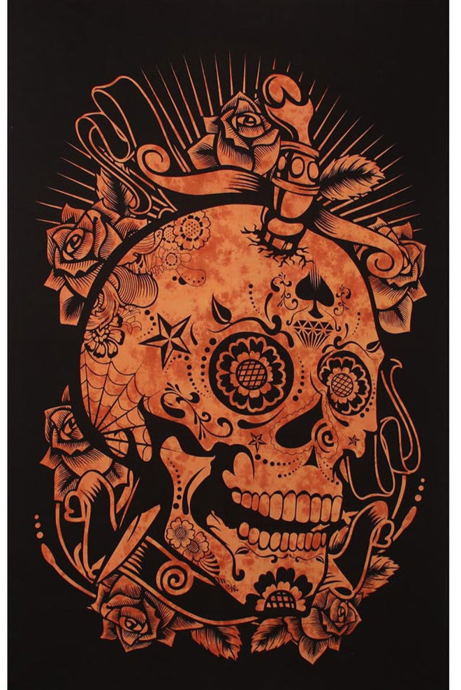 Skull Mini Tapestry Orange Tie Dye 30x45" by Zest For Life