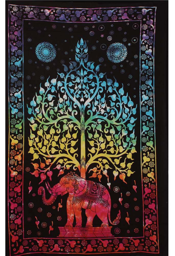 Tie Dye Elephant Tree Mini Tapestry 30x45" by Zest For Life