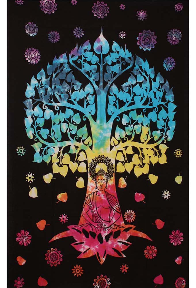 Tie Dye Buddha Tree Mini Tapestry 30x45" by Zest For Life