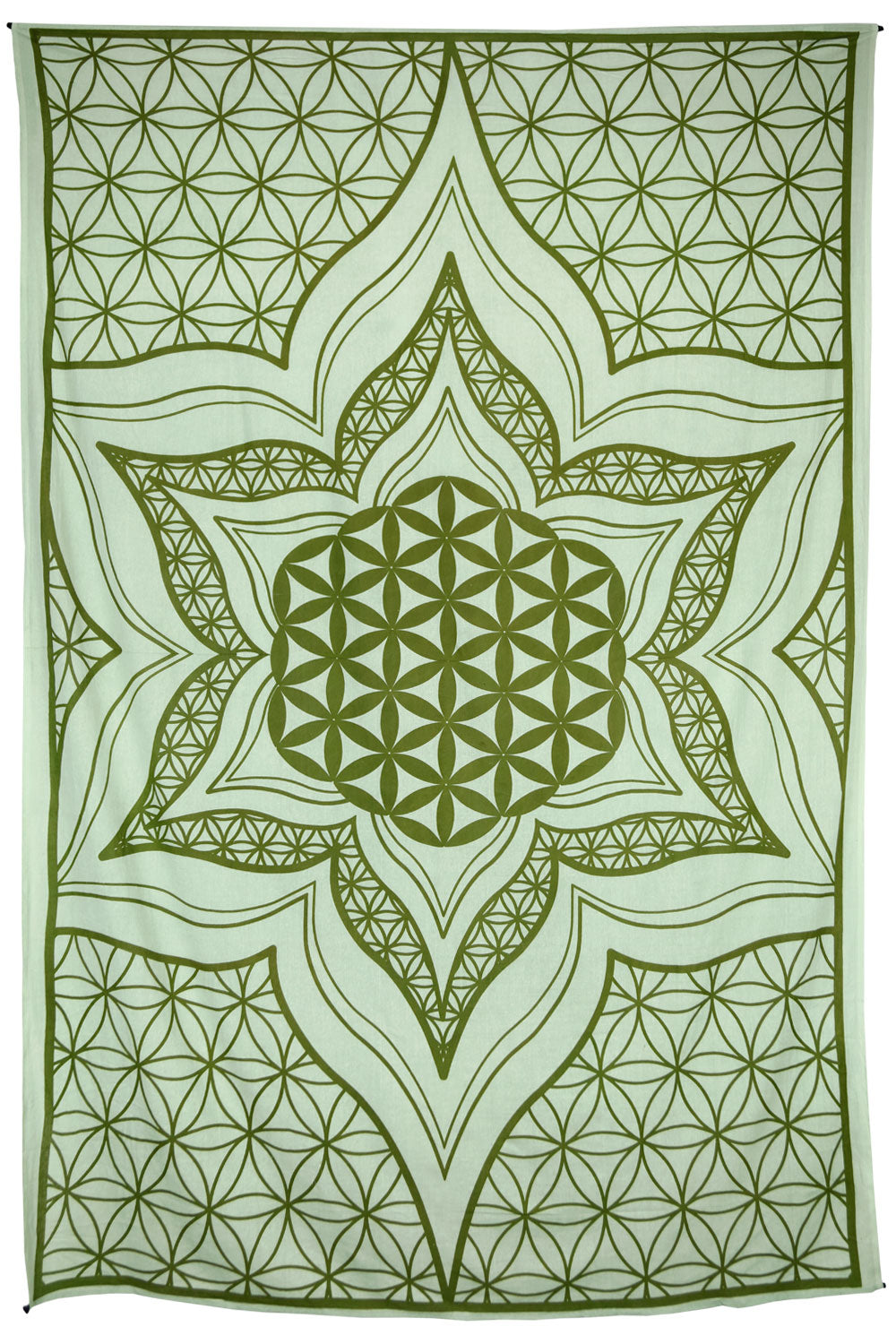 Flower Of Life Tapestry Green 52x80" by Zest For Life