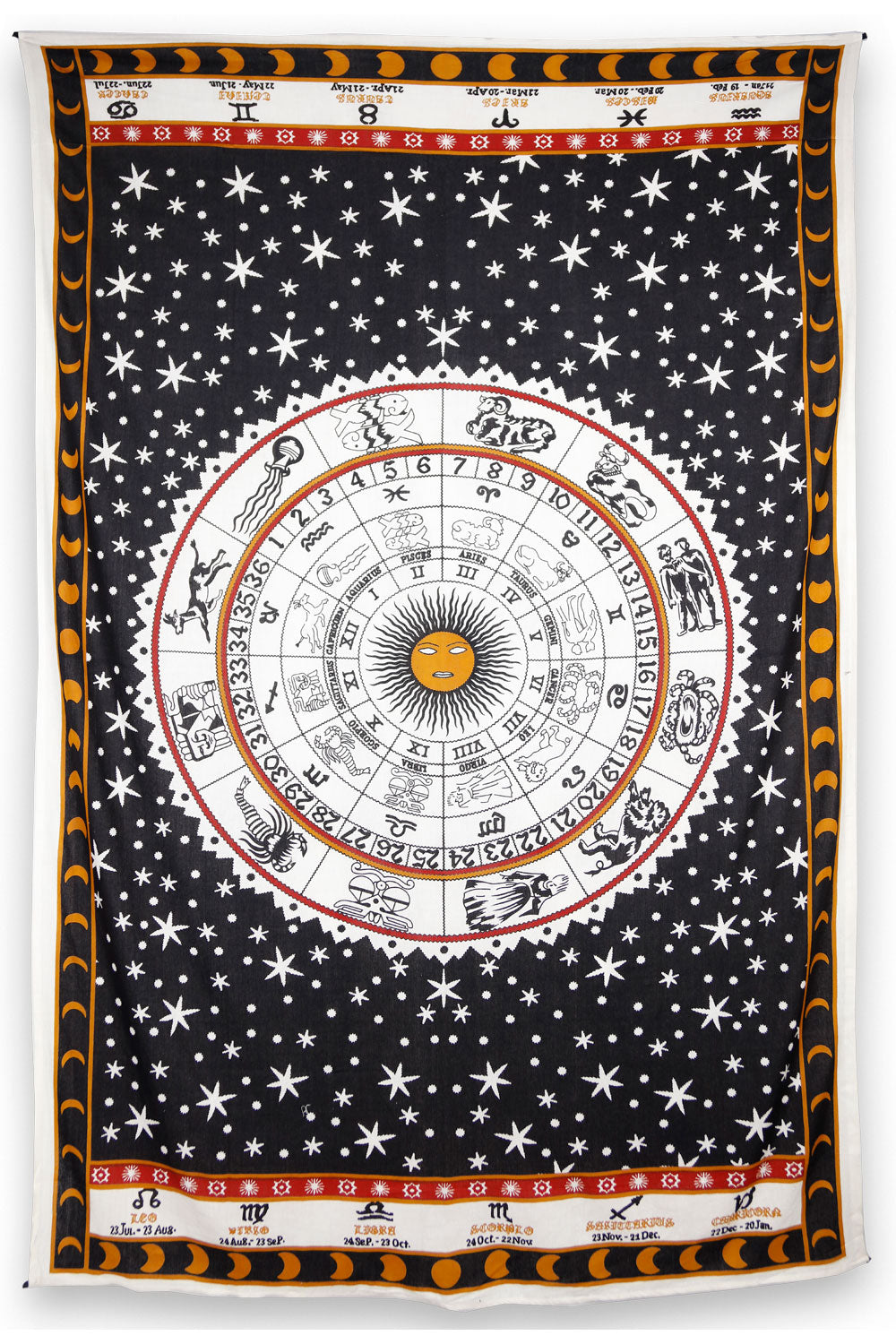 Zest For Life Zodiac Astrology Tapestry Orange 52x80"