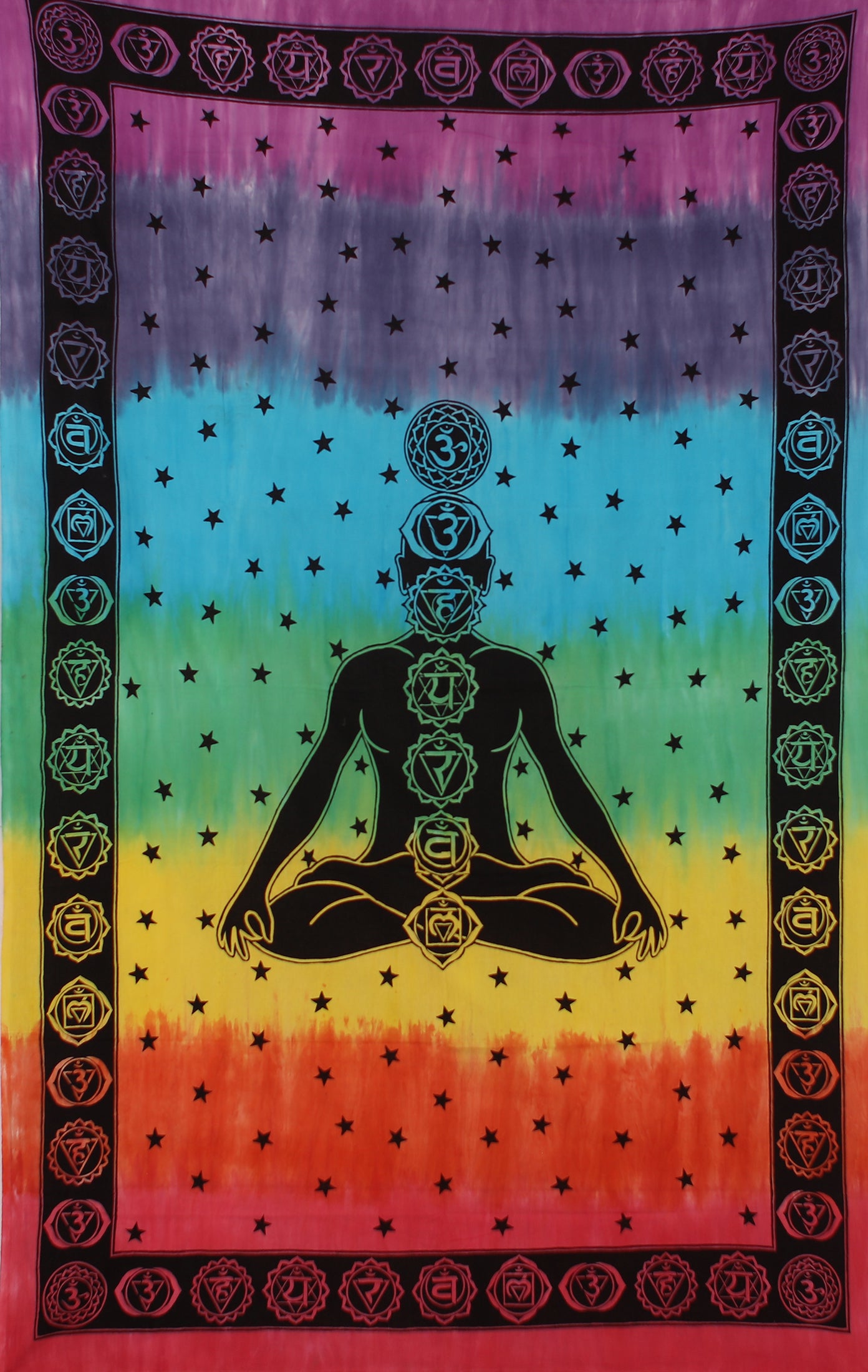 Zest For Life Tie Dye Chakras Tapestry 52x80"