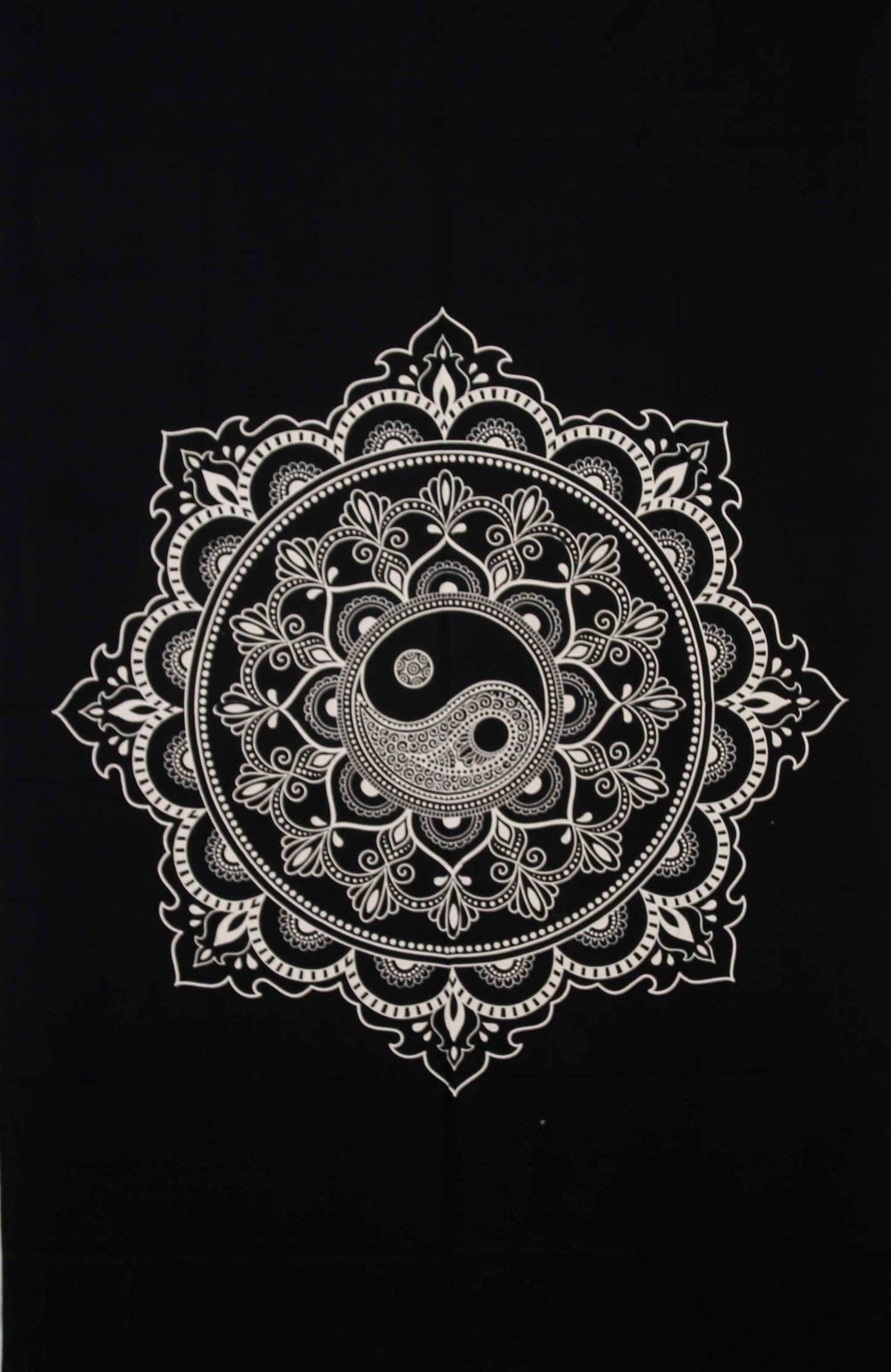 Black Yin Yang Mandala Tapestry 52x80" by Zest For Life