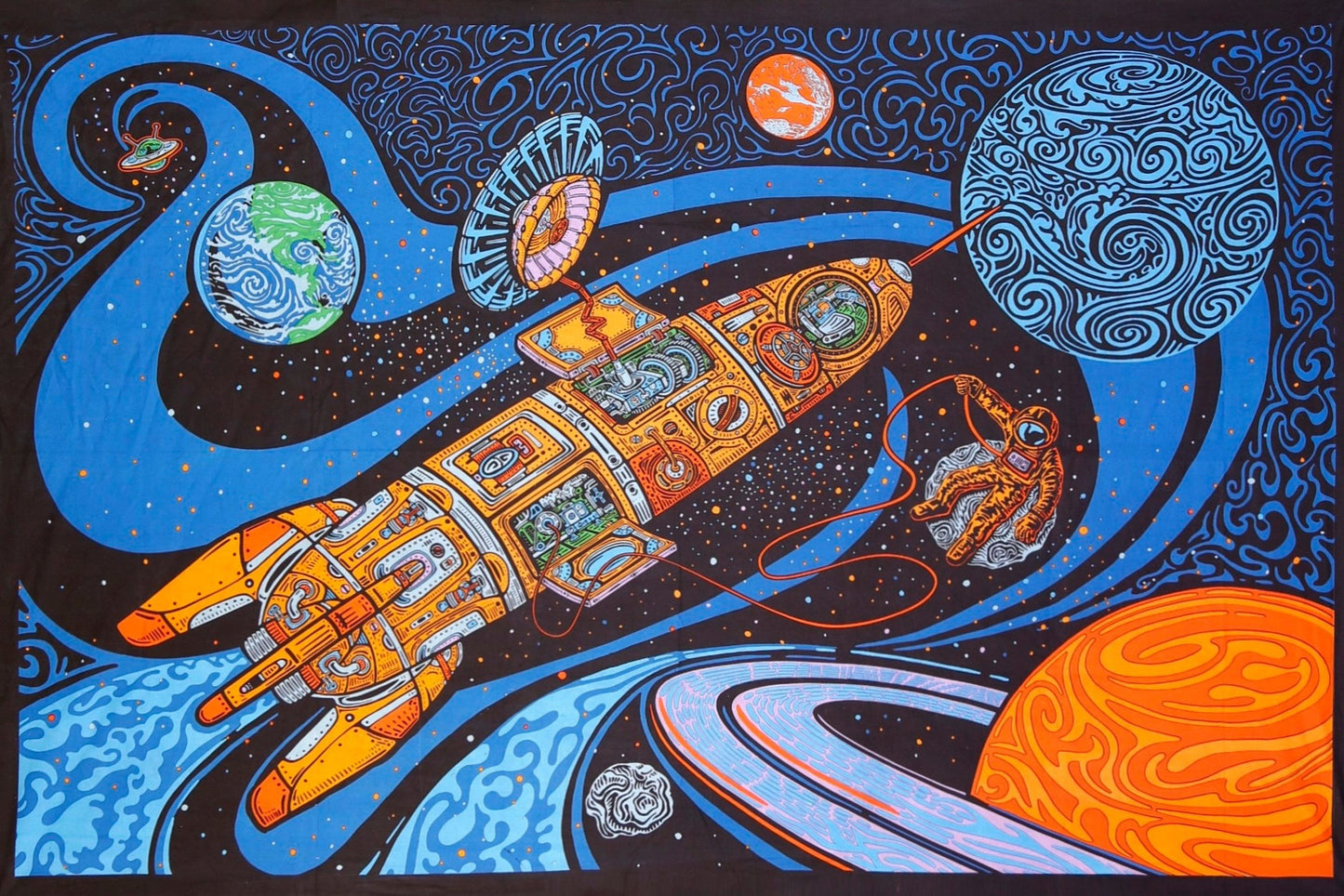 3D Blast Off Outer Space Tapestry by Sunshine Joy