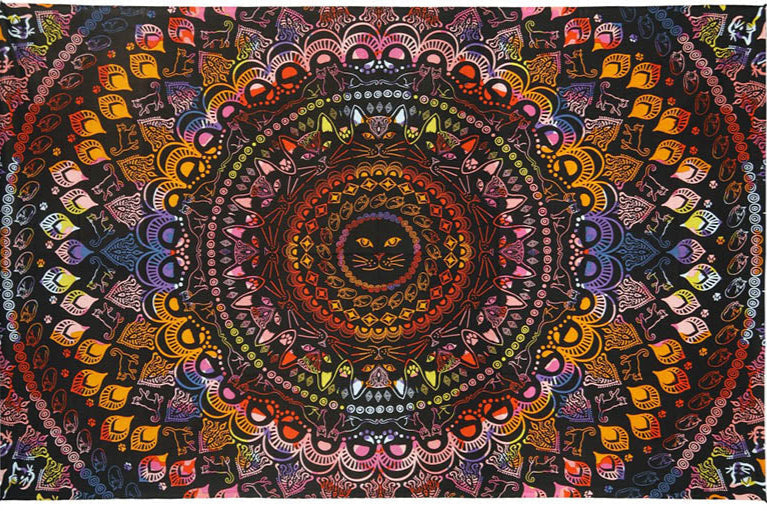 3D Colorful Cat Mandala Mini Tapestry 30x45" by Sunshine Joy