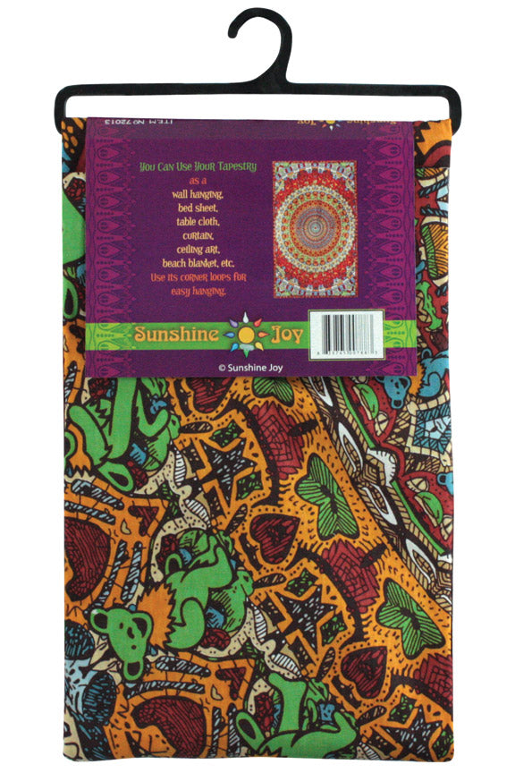 3D Grateful Dead Bear Vibrations Tapestry 60x90"