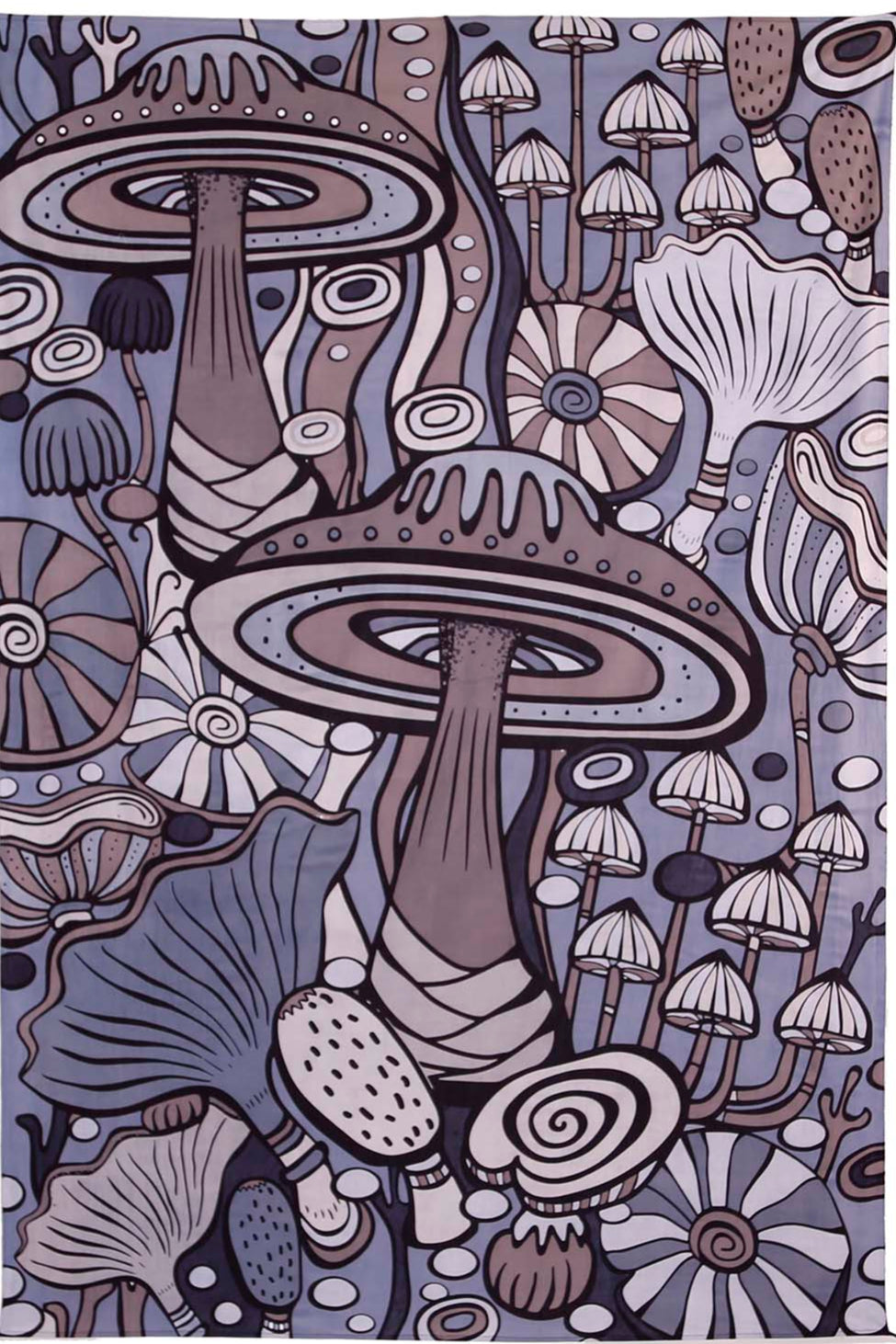 Grey Mushroom Garden Mini Tapestry 30x45" by Sunshine Joy