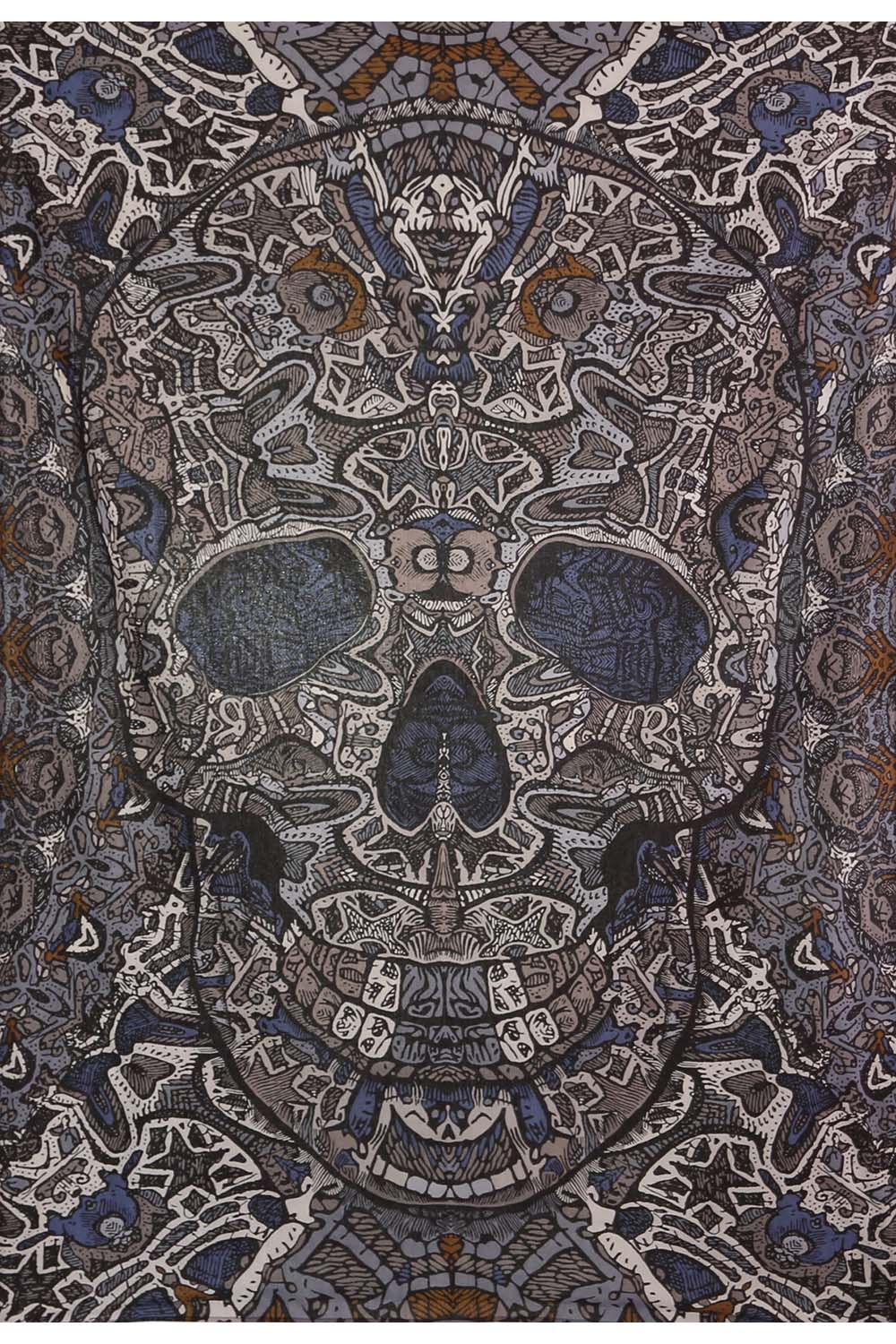Grey Skull Tapestry 60x90" by Sunshine Joy
