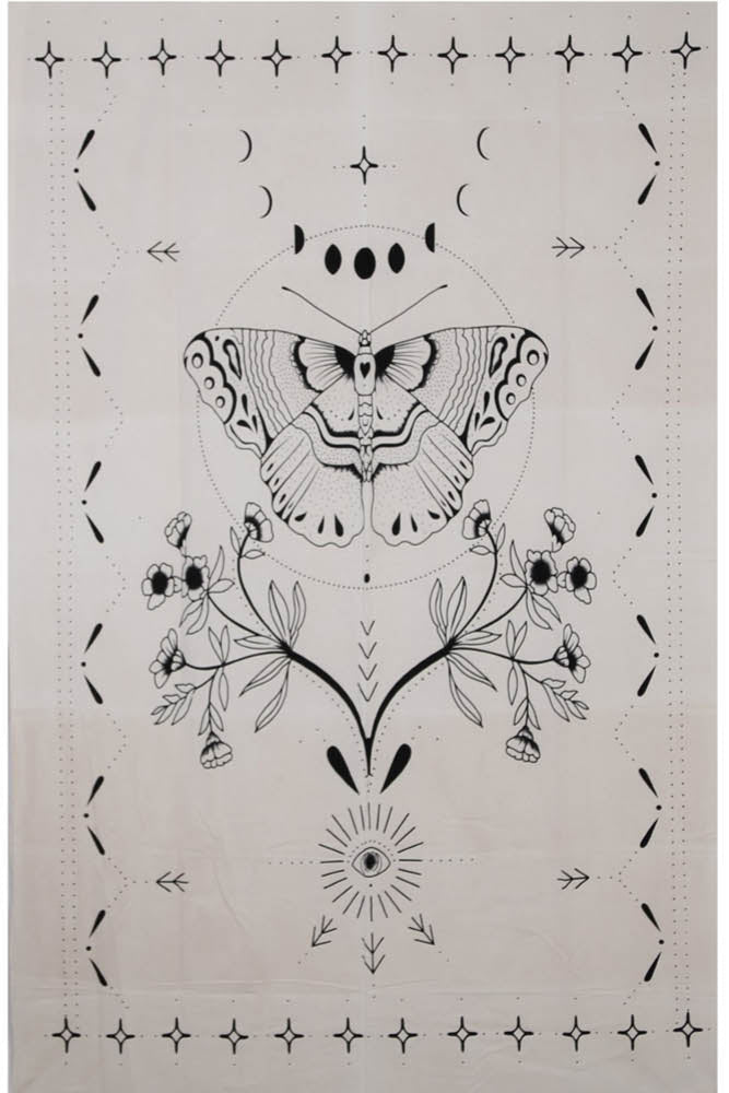 Butterfly Mini Tapestry Black & White 30x45" by Zest For Life