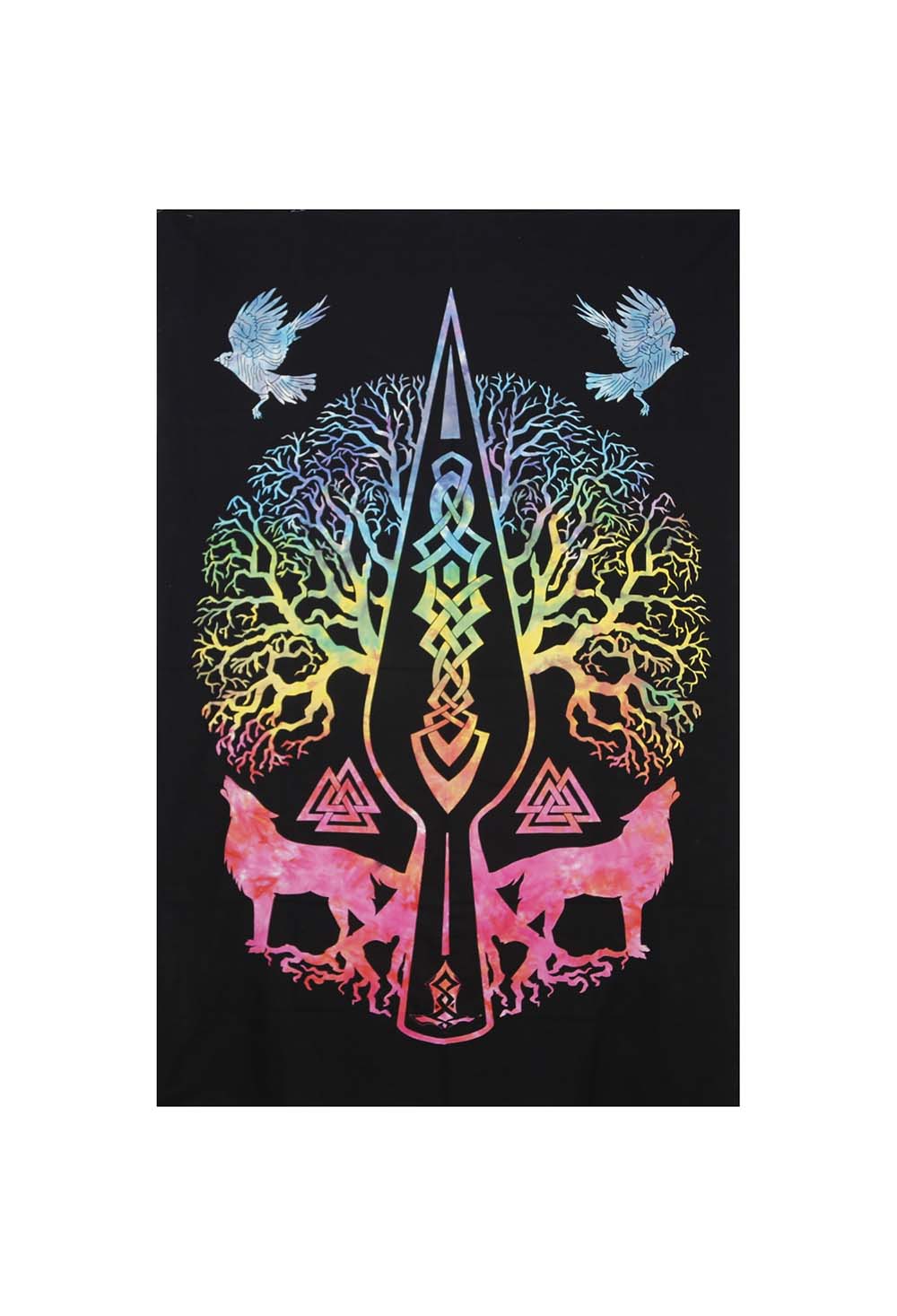 Tie Dye Wolf Tree Mini Tapestry 30x45" by Zest For Life