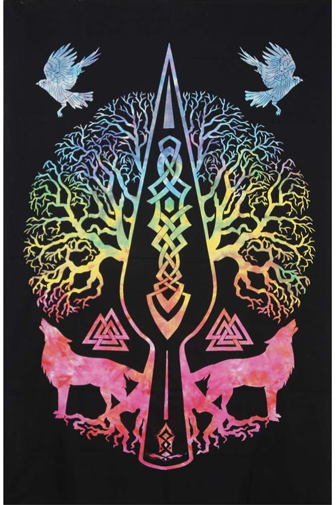 Tie Dye Wolf Tree Mini Tapestry 30x45" by Zest For Life