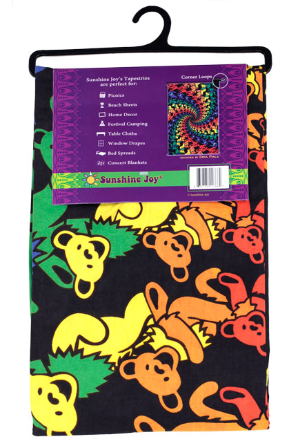 3D Grateful Dead Dancing Bears Spiral Tapestry 60x90"