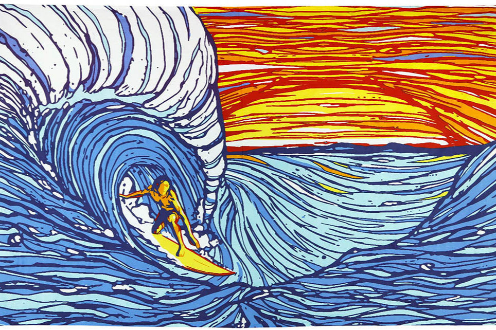 Sunset Surfer Tapestry 60x90" by Sunshine Joy