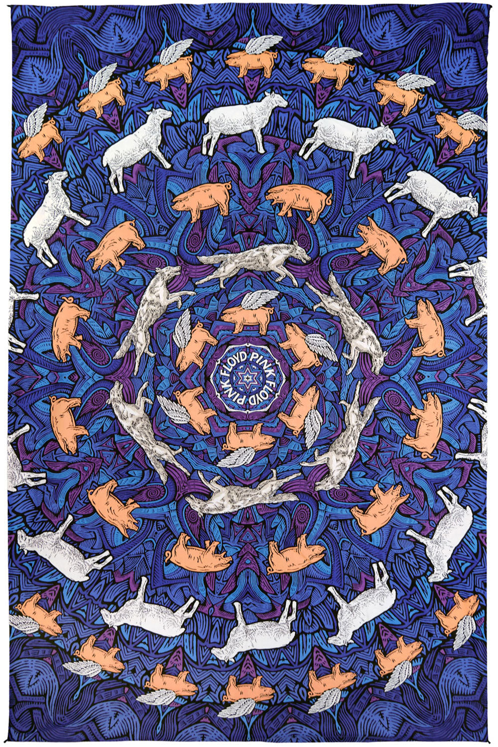 3D Pink Floyd Animals Tapestry by Sunshine Joy