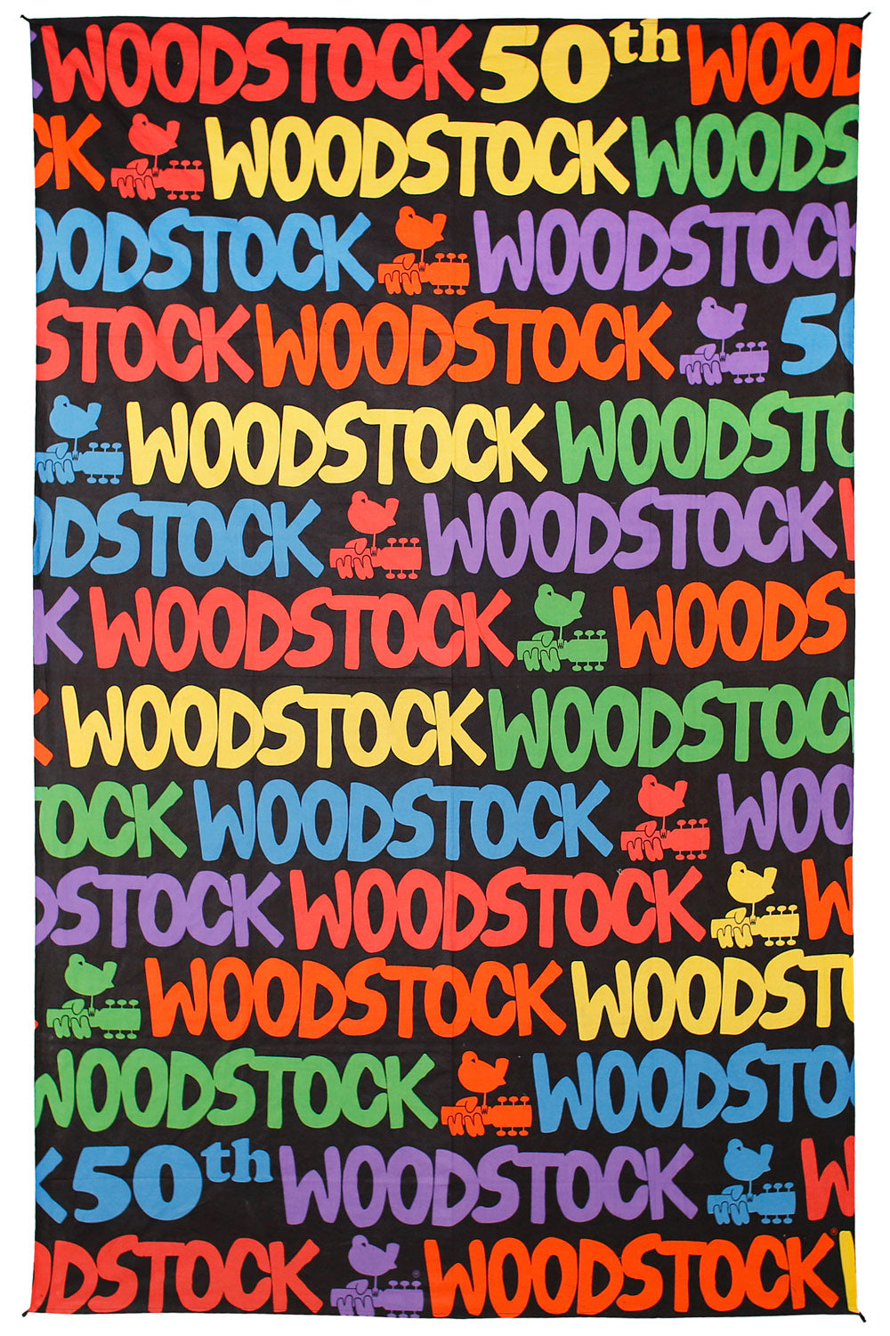 Woodstock 50th Anniversary Linear Logo Tapestry 60x90" by Sunshine Joy