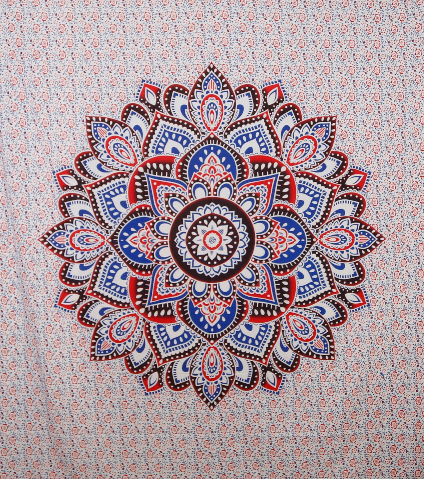 Red-Blue Mandala Tapestry 84x95" by Zest For Life