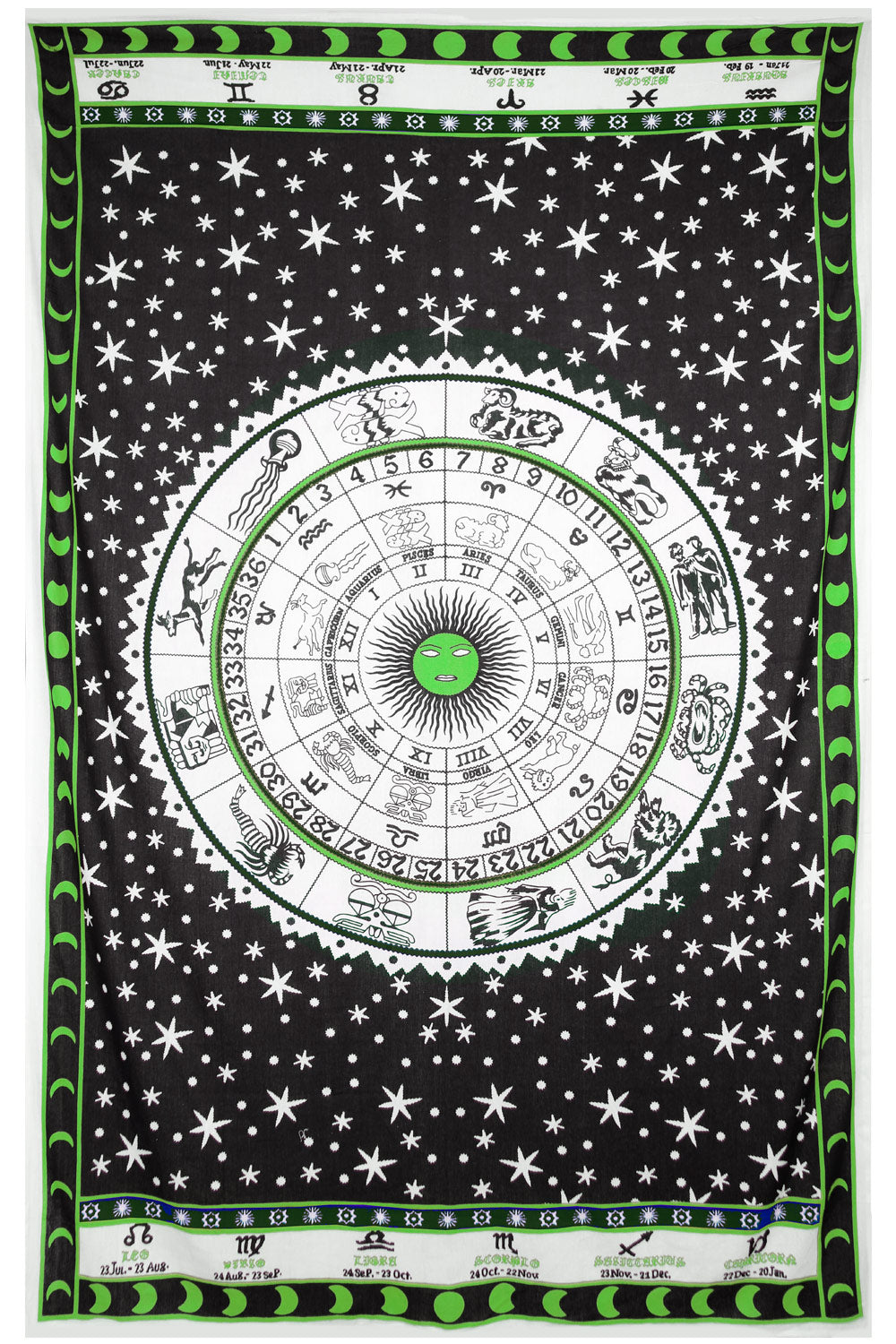 Zest For Life Zodiac Astrology Tapestry Green 52x80"