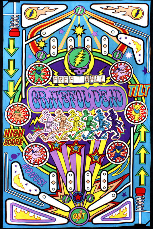 3D Grateful Dead Pinball Machine Tapestry 60x90" by Sunshine Joy