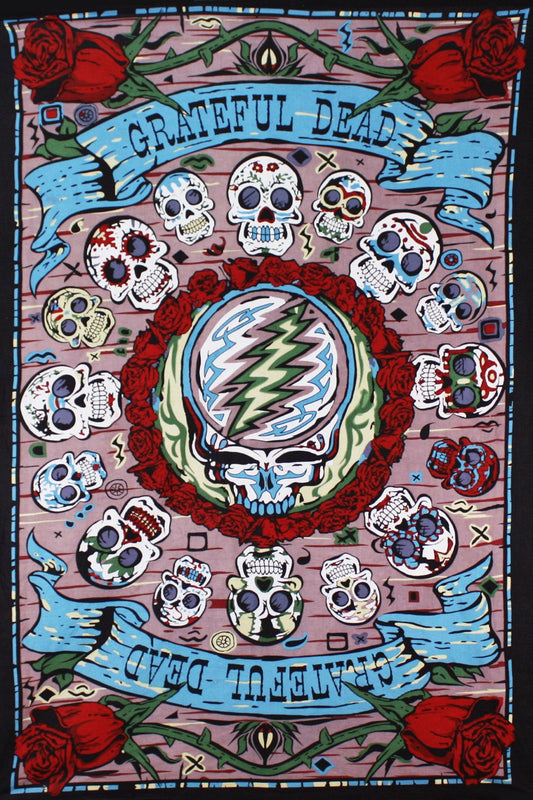 3D Grateful Dead Mexicali Skulls SYF Tapestry 60x90" by Sunshine Joy