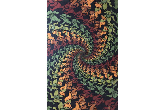 Grateful Dead Dancing Bears Wood Spiral Mini Tapestry 30x45" by Sunshine Joy