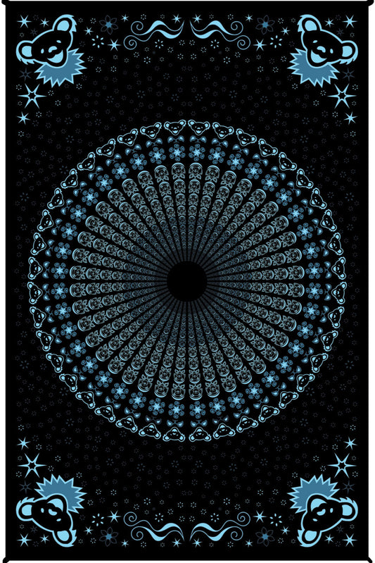 Grateful Dead Peacock Bears Mandala Tapestry by Sunshine Joy