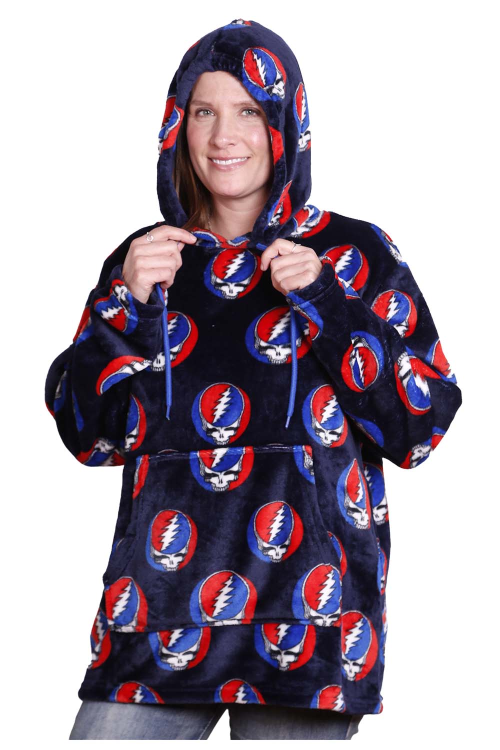 Grateful Dead Fleece Pullover Hoodie in Navy Steal Your Face