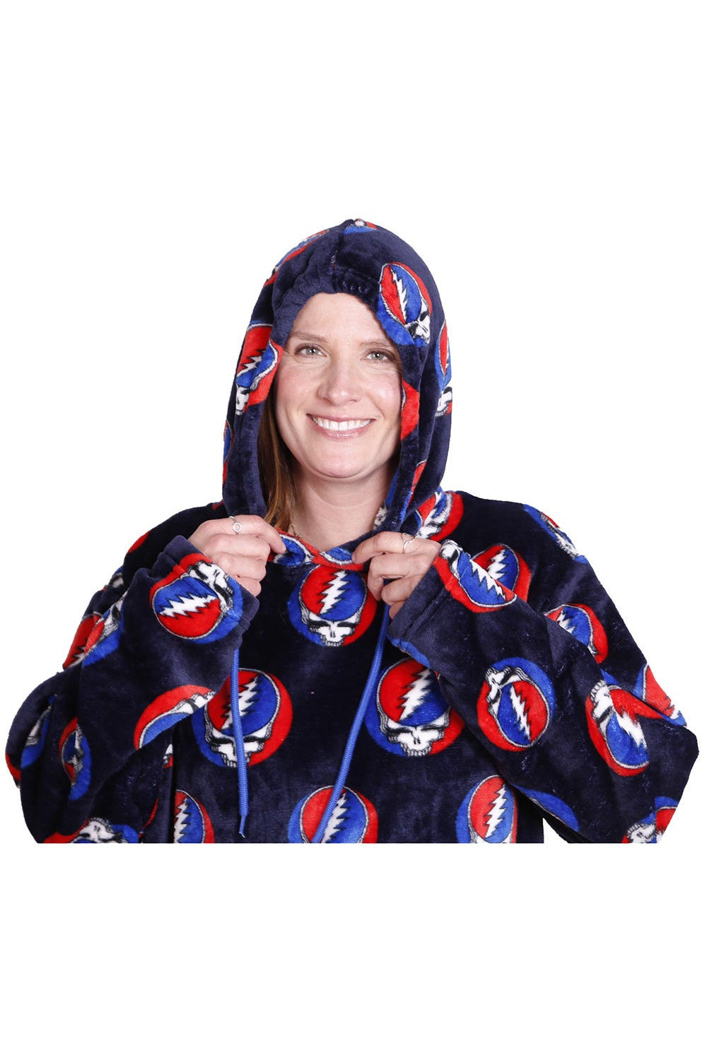 Grateful Dead Fleece Pullover Hoodie in Navy Steal Your Face