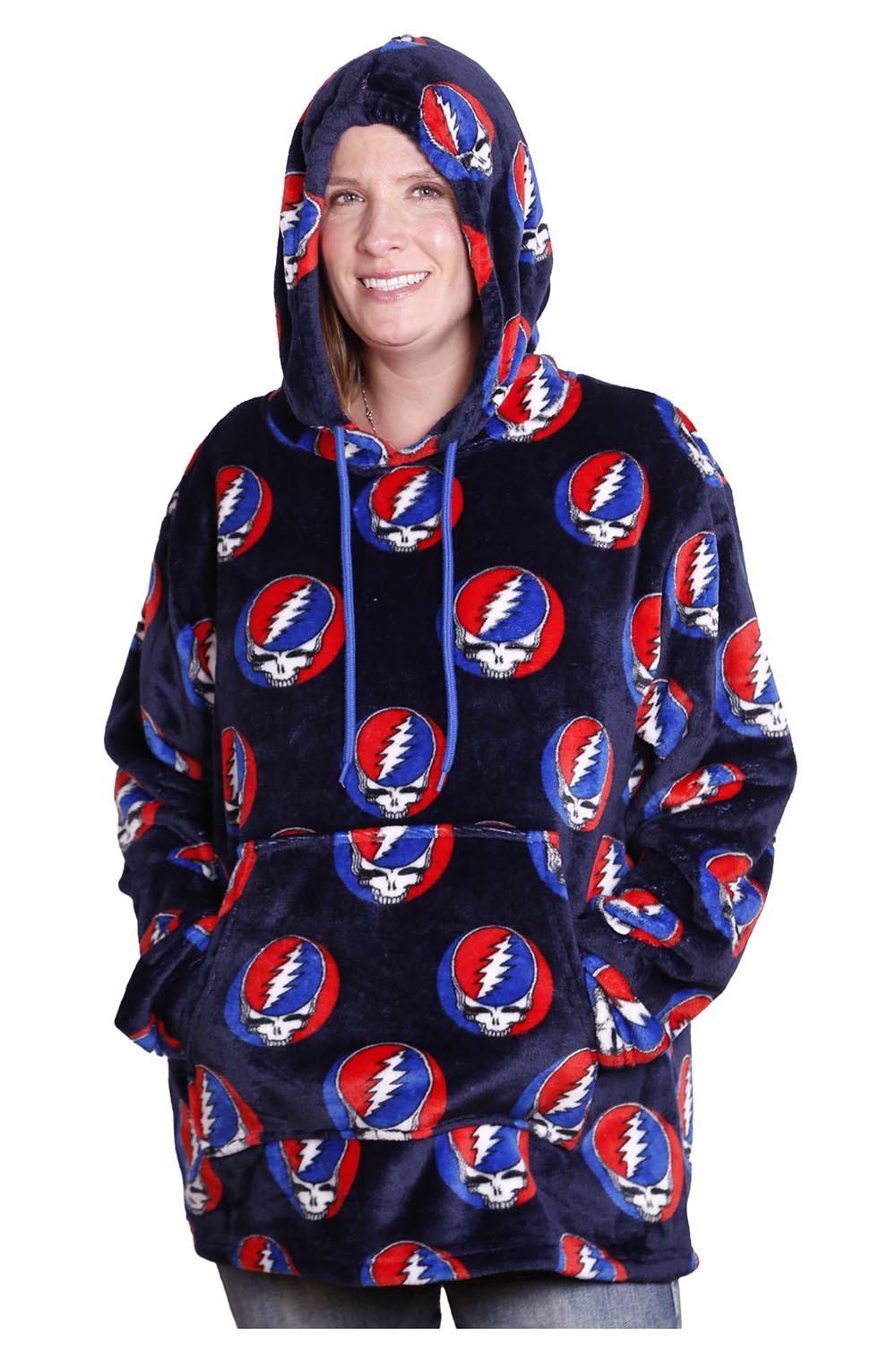 Grateful Dead Fleece Pullover Hoodie in Navy Steal Your Face
