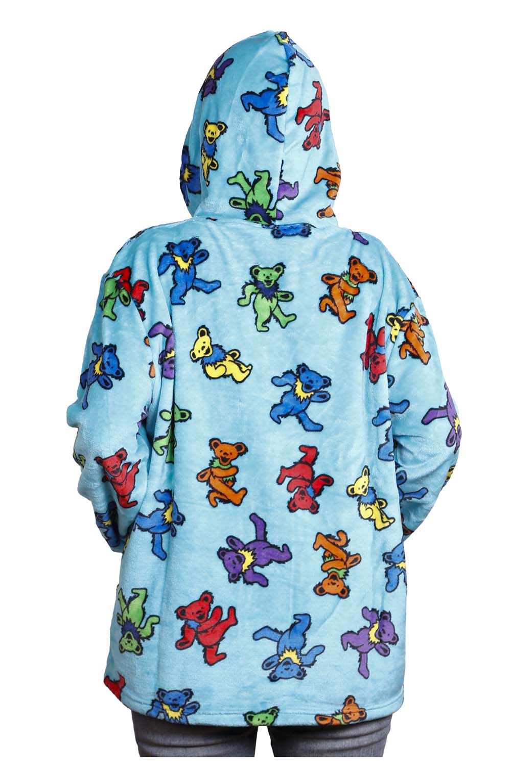 Grateful Dead Fleece Pullover Hoodie in Turquoise Dancing Bears