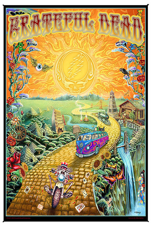 Grateful Dead Golden Road Heady Art Print Tapestry 53x85" by Sunshine Joy