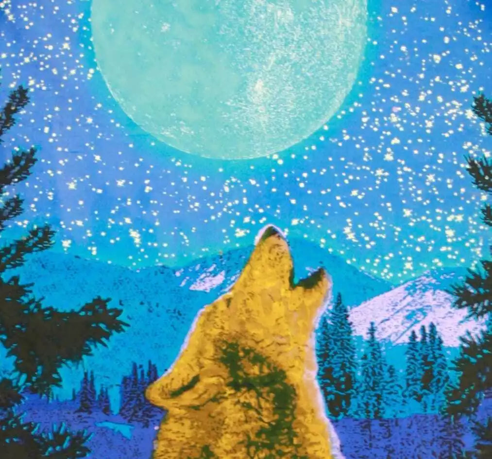 3D Glow-in-the-Dark Wolf Tapestry