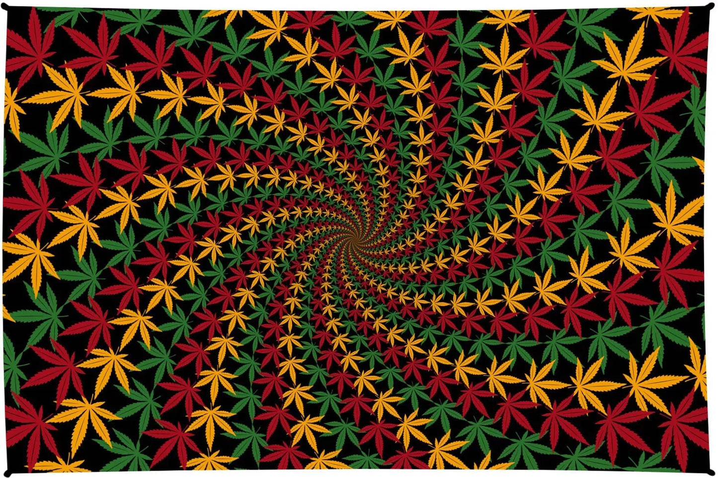 3D Rasta Marijuana Leaf Spiral Tapestry Psychedelic 420 Stoner Hippie Pot Leaf