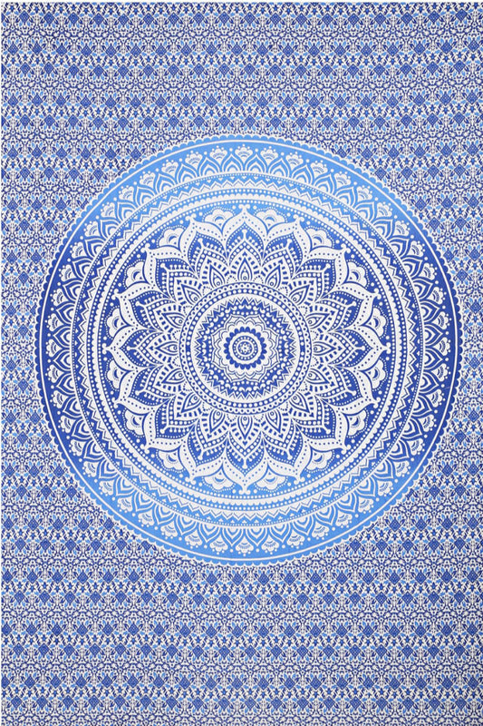 Blue Floral Mandala Tapestry by Zest For Life