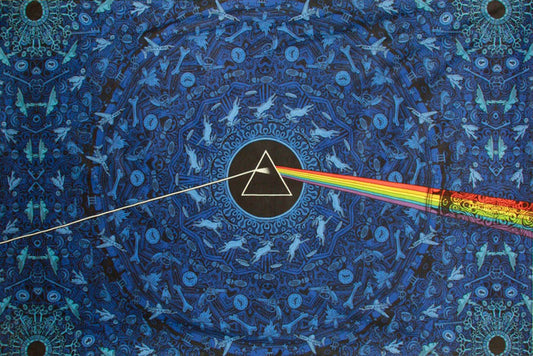 3D Pink Floyd The Dark Side of the Moon Lyrics Blue Tapestry 60x90 - Art by Chris Pinkerton