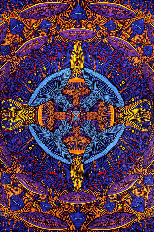 3D Magic Mushroom Tapestry 60x90" by Sunshine Joy
