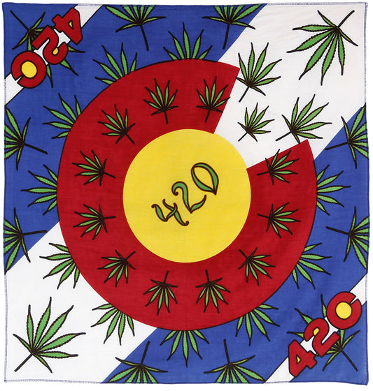 420 Colorado Flag Bandanna 22x22" - 22x22 inch Cotton Bandana by Sunshine Joy – 100% Cotton Bandana by Sunshine Joy