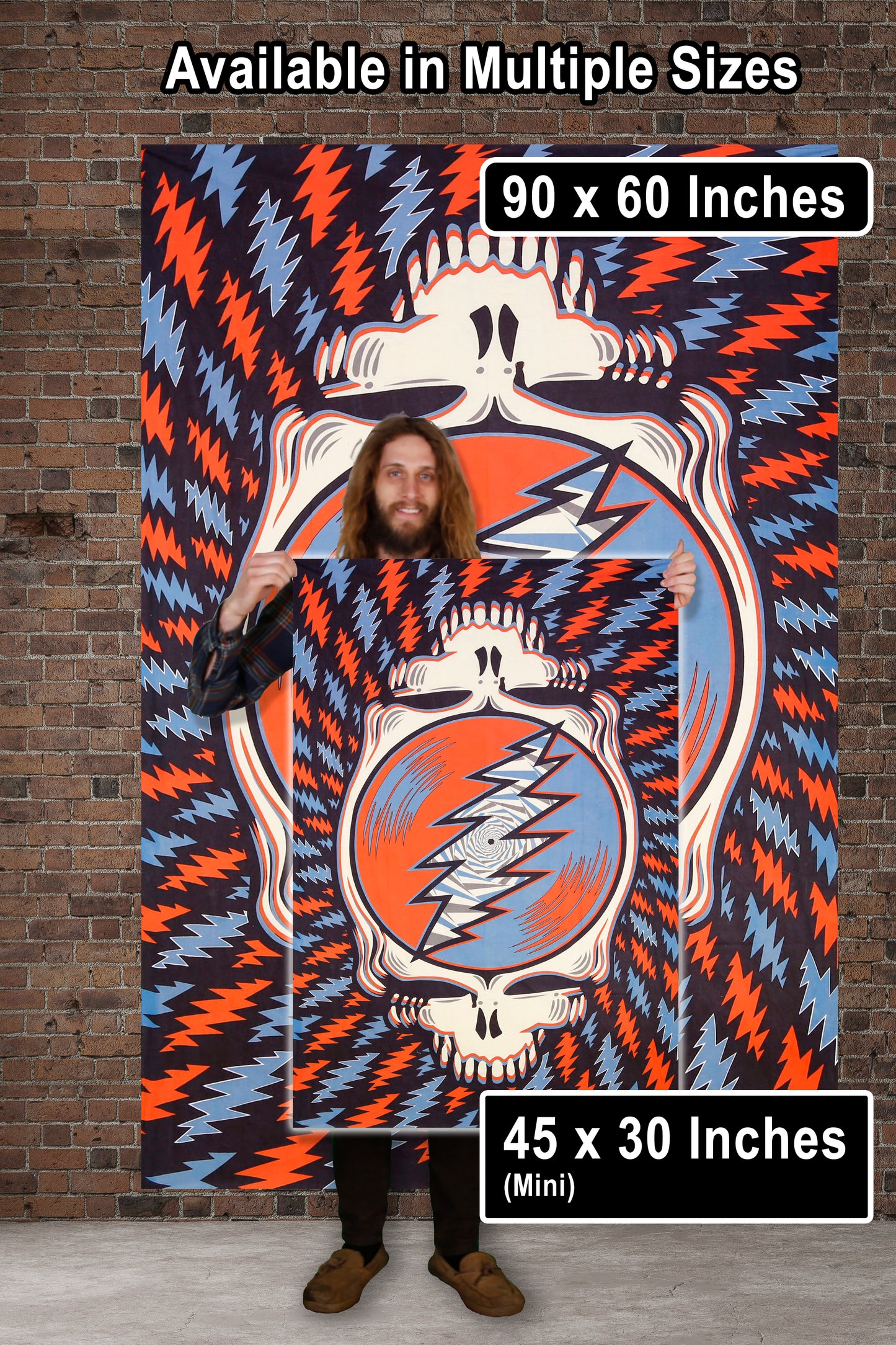 3D Grateful Dead Spin Your Face SYF Tapestry Red White Blue 60x90 - Art by Taylar McRee